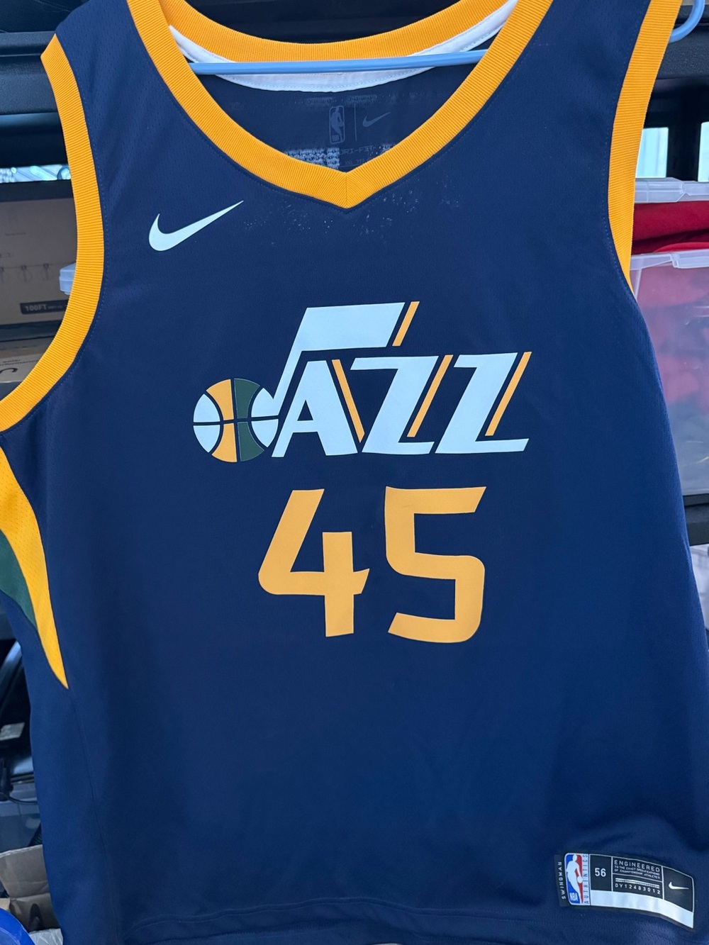 Nike Utah Jazz #45 Navy and Gold Team Jersey